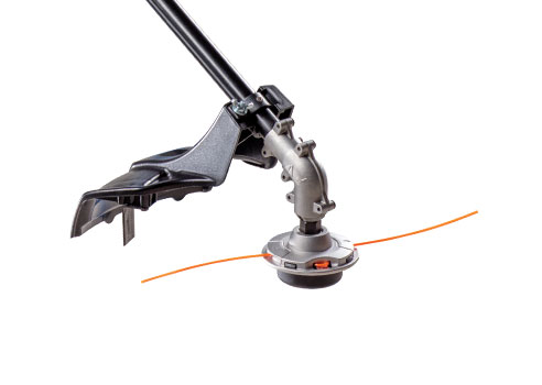 person starting trimmer with the JumpStartâ„¢ tool